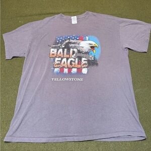 Vintage Y2K Yellowstone Blad Eagle Nature Graphic USA Grey T Shirt Men’s Size XL